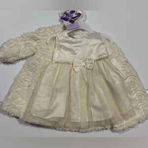 Blueberi Boulevard 18M Infant Girl 2 Pc Set Cream Coat and Dress Set NWT
